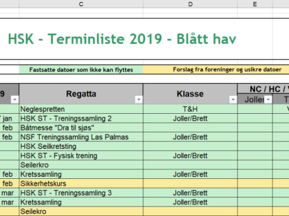 Terminlisten for hordaland seilkrets er publisert