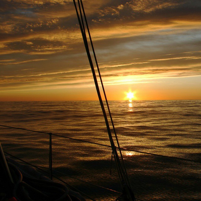 Solnedgang i Nordsjøen. Shetland race 2007. Får vi slike forhold i år?