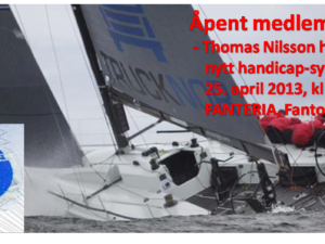 Åpent Medlemsmøte med Thomas Nilsson om de «nye Lysreglene» (NOR Rating) og seiltrim  –  25. april  – på Fanteria