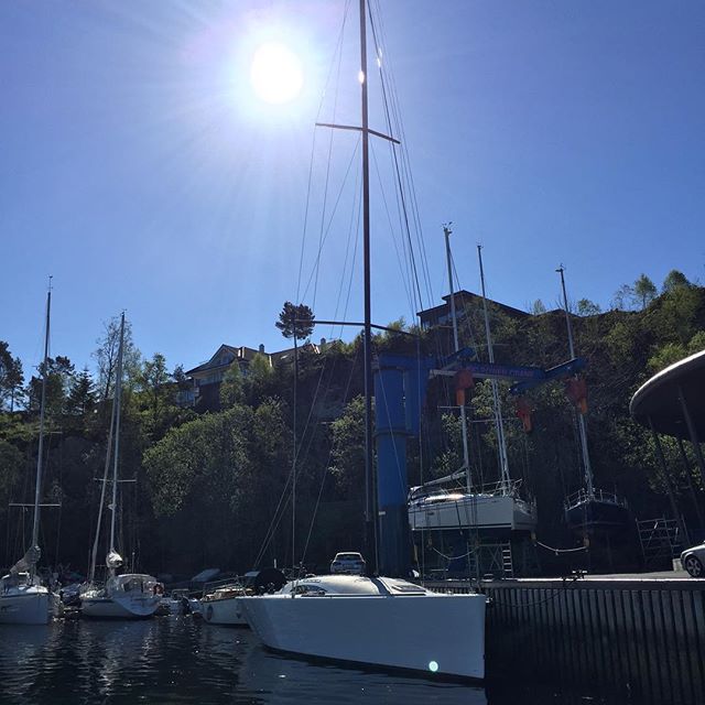 Refurbished mast and all new running rig stepped this morning and ready for the 2016 season